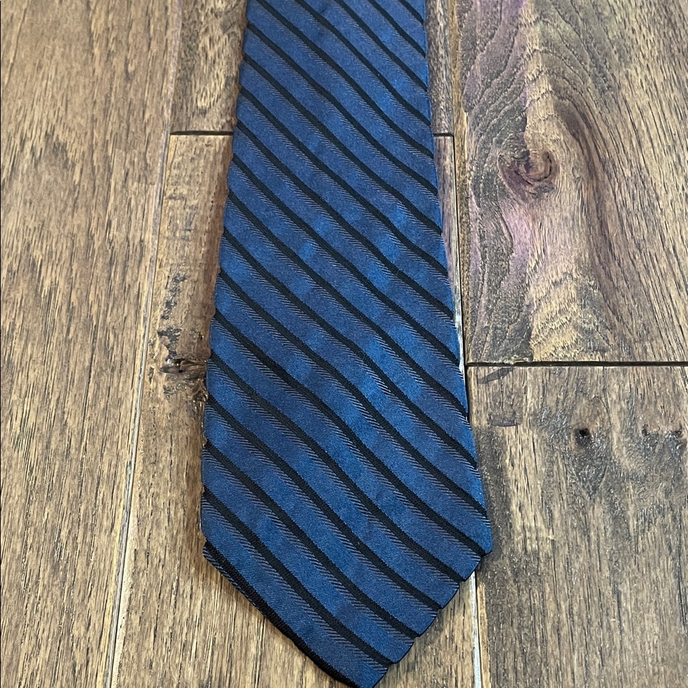 Donna Karan Black and Blue Diagonal Striped Tie